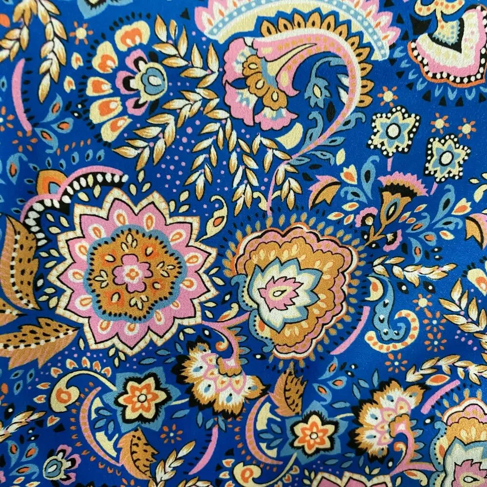 Emery Rose Floral Paisley Maxi Dress Boho Tulip Sleeve Blue Pink - Picture 4 of 11